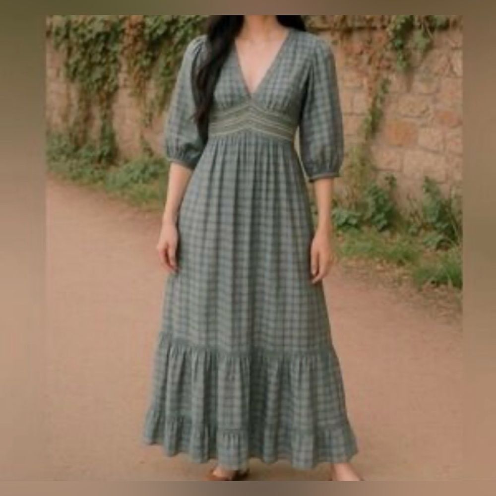 Free People Golden Hour Plaid Tiered Maxi Dress